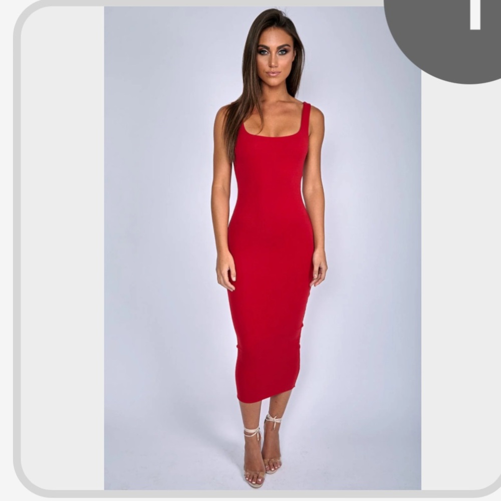 Red midi dress